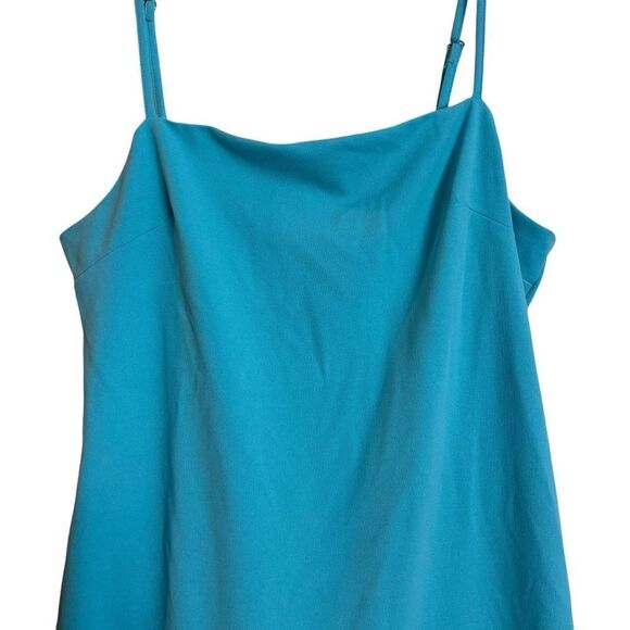 NEW BCBGeneration Tiered Ruffle Hem Mini Square Neck Dress Aqua Sky Size 14 - Picture 5 of 10